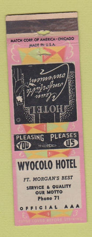 Matchbook Cover - Wyocolo Hotel Fort Morgan Colorado WORN