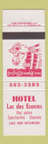 Matchbook Cover - Hotel Lac Des Ecorces QC