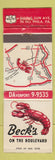 Matchbook Cover - Beck's North Philadelphia PA WEAR