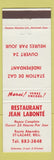 Matchbook Cover - Restaurant Jean Labonte St Lazare QC
