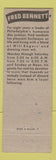 Matchbook Cover - WPEN Radio Fred Bennett Philadelphia PA
