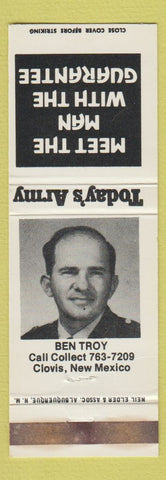 Matchbook Cover - Army Recruiting Ben Troy Clovis NM WEAR