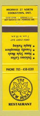 Matchbook Cover - New Penny Restaurant Cookstown ON