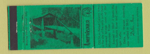 Matchbook Cover - Perkins Americana Delta IA Keouk County GREEN