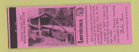Matchbook Cover - Perkins Americana Delta IA Keouk County PINK