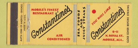 Matchbook Cover - Constantines' Restaurant Mobile AL