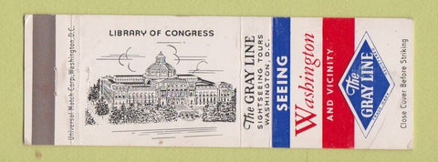 Matchbook Cover - Gray Line Tours Washington DC Library of Congress