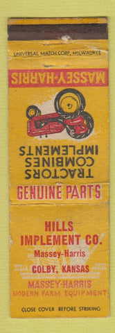 Matchbook Cover - Massey Harris Tractors Colsby KS WORN