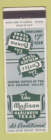 Matchbook Cover - Madison Hotel Harlingen TX Weslaco Donna