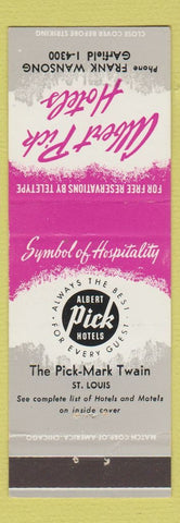 Matchbook Cover - Pick Hotel Mark Twain St Louis MO
