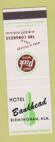 Matchbook Cover - Hotel Bankhead Birmingham AL Pick WHITE