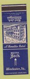 Matchbook Cover - Hotel Jack Winchester VA