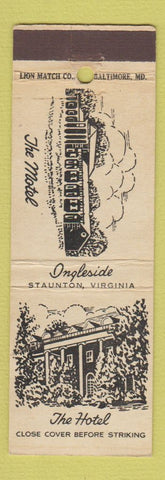 Matchbook Cover - Ingleside Hotel Motel Staunton VA
