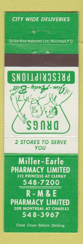 Matchbook Cover - Miller Earle Drug Kingston? ON