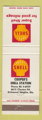 Matchbook Cover - Shell oil gas Cooper's Richmond Heights MO