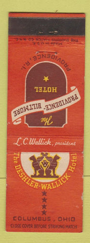 Matchbook Cover - Deshler Wallick Hotel Columbus OH Providence RI Biltmore