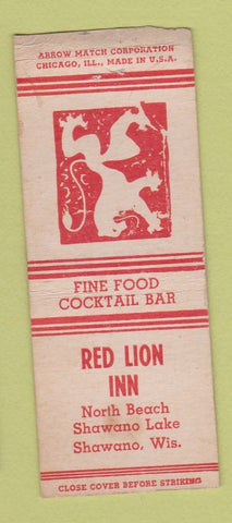 Matchbook Cover - Red Lion Inn Shawano WI WEAR BOBTAIL