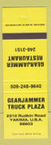 Matchbook Cover - Gearjammer Truck Plaza Yakima WA