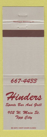 Matchbook Cover - Hinders Sports Bar Grill Tipp City OH