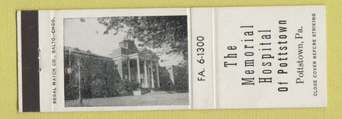 Matchbook Cover - Memorial Hospital of Pottstown PA