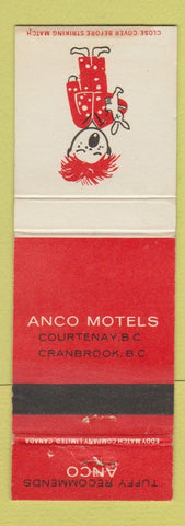Matchbook Cover - Anco Motels Courtenay Cranbrook BC