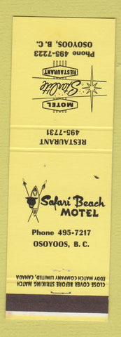 Matchbook Cover - Starlite Motel Restaurant Osoyoos BC Safari Beach Motel