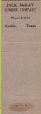 Matchbook Cover - Gulf Cement Houston TX Austin TX McKay Lumber