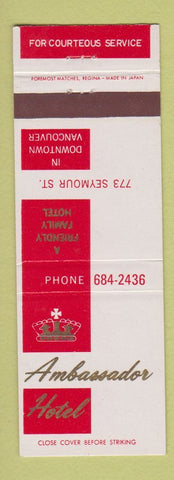 Matchbook Cover - Ambassador Hotel Vancouver BC