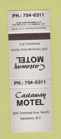 Matchbook Cover - Castaway Motel Nanaimo BC GRAY