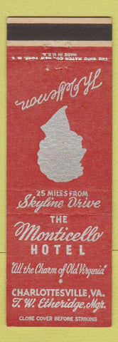 Matchbook Cover - Thomas Jefferson Monticello Hotel Charlottesville VA
