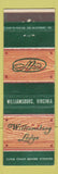 Matchbook Cover - Williamsburg Lodge VA