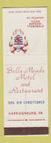 Matchbook Cover - Belle Meade Motel Harrisonburg VA Stonewall Jackson Staunton