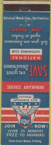 Matchbook Cover - National Automobile Club blue