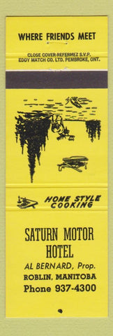 Matchbook Cover - Saturn Motor Hotel Roblin MB