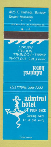 Matchbook Cover - Admiral Hotel Burnaby BC