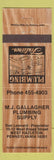 Matchbook Cover - MJ Gallagher Plumbing Supply West Hazleton PA