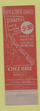 Matchbook Cover - Chez Ami Buffalo NY girlie
