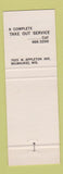Matchbook Cover - Zarders Restaurant Milwaukee WI