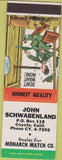Matchbook Cover - Schwabenland Match Dealer Monarch Coyote CA hillbilly