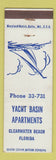 Matchbook Cover - Yacht Basin Apartments Clearwater Beach FL