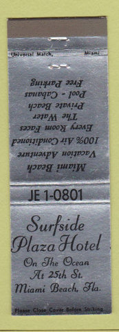 Matchbook Cover - Surfside Plaza Hotel Miami Beach FL