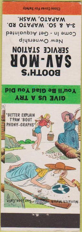 Matchbook Cover - Botth's Sav Mor Service oil gas Wapato WA hillbilly