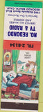 Matchbook Cover - Redondo TV Radio Redondo Beach CA hillbilly