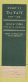 Matchbook Cover - Hotel Taft New York City