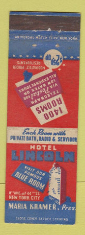 Matchbook Cover - Hotel Lincoln New York City