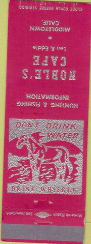 Matchbook Cover - Noble's Cafe Middletown CA red
