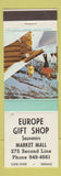 Matchbook Cover - Europe Gift Shop Canada WEAR