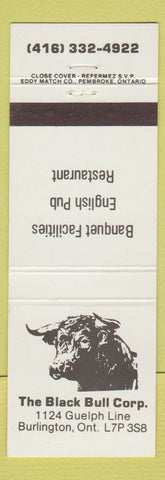 Matchbook Cover - The Black Bull Corp Burlington ON