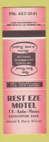 Matchbook Cover - Rest Eze Motel Stoughton SK RED