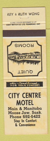 Matchbook Cover - City Centre Motel Moose Jaw SK